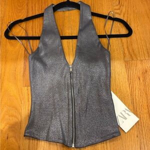 Zara Silver Sleeveless Top